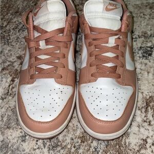 Nike White and rose pink dunks